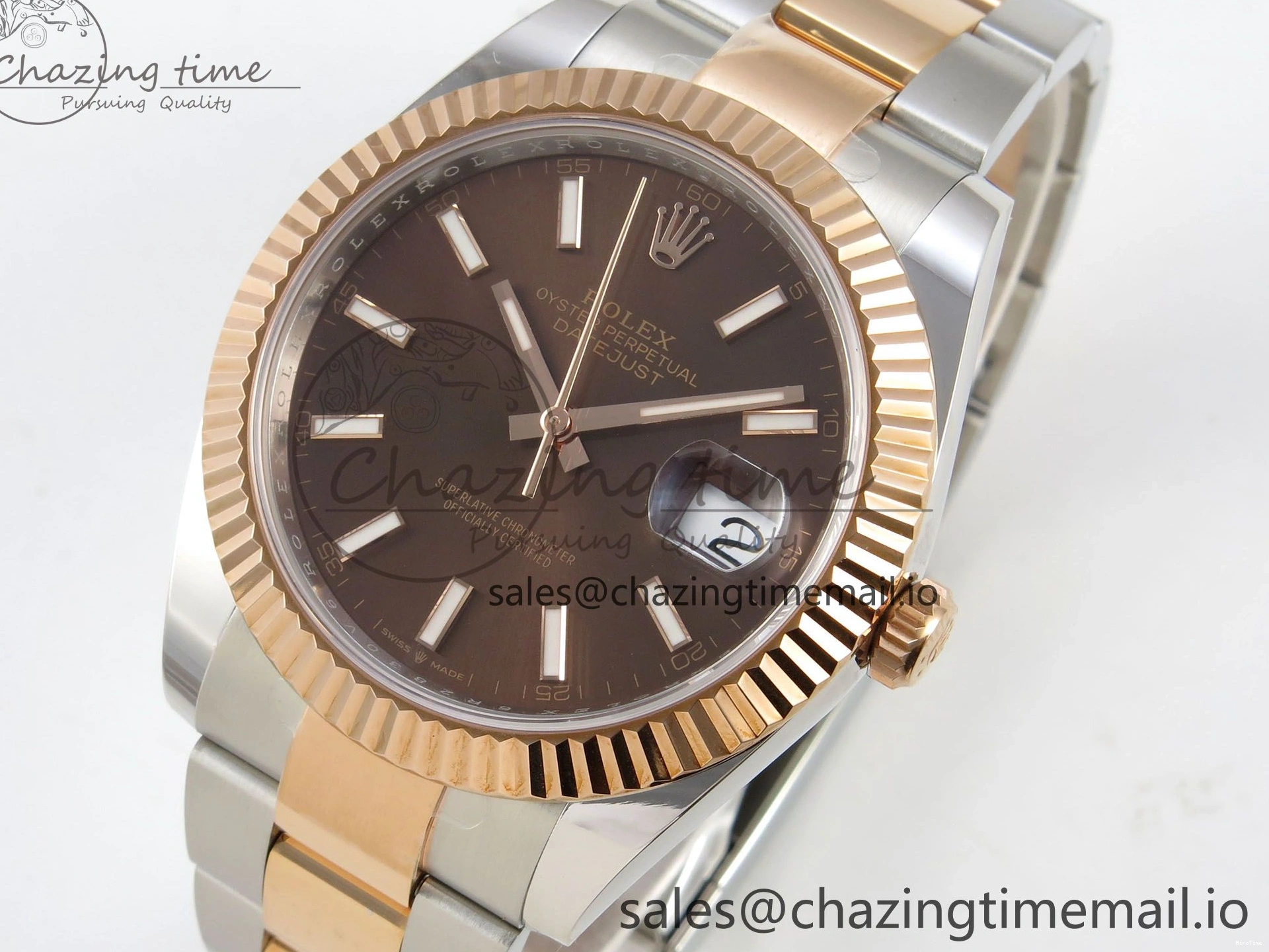 MiroTime 0210 Effortless DateJust 41 126331 SS RG ARF 1:1 Best Edition Brown Stick Dial on Oyster Bracelet SH3235 (Weighted) 201